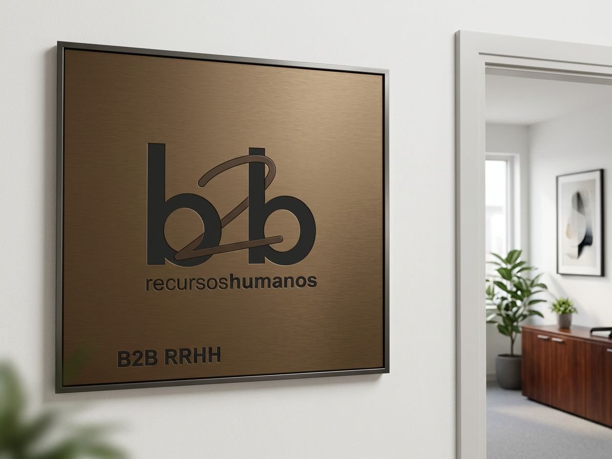 Rótulo de B2B Recursos Humanos en la entrada de la oficina